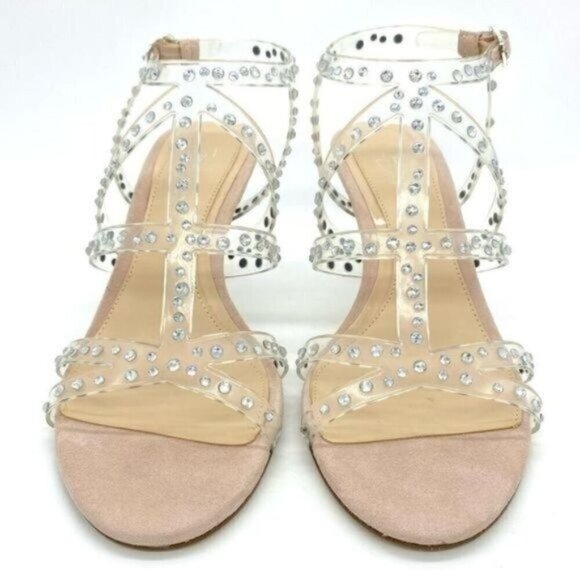 Vince Camuto Womens Imagine  Rhinestone Leather Open Toe Heels Sandals - Picture 5 of 14